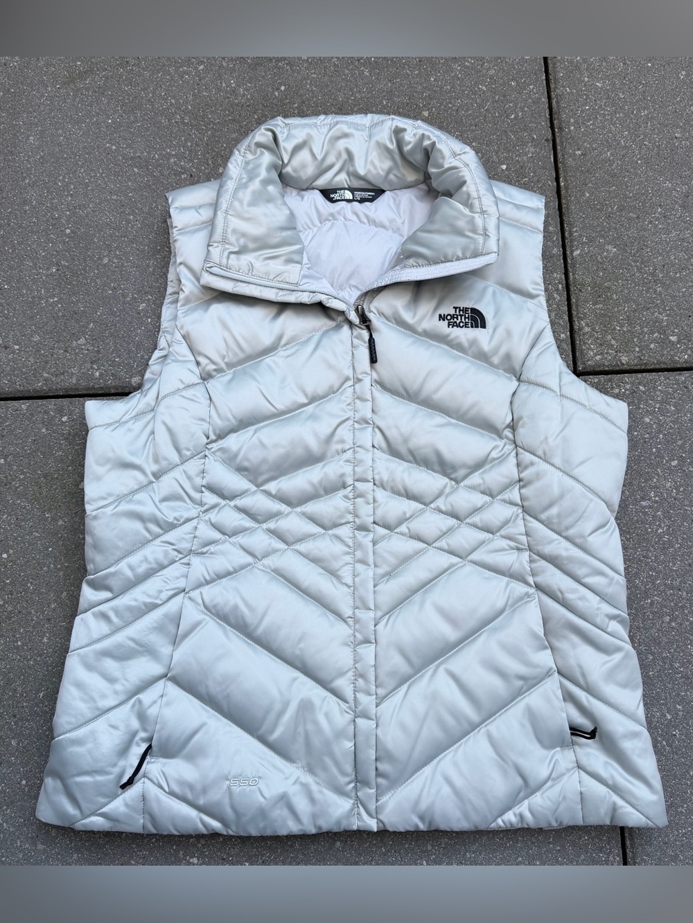 The North Face Aconcagua 550 Down Puffer Vest Silver Women’s L